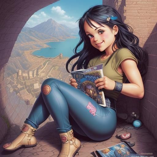 Chibi Character Comic Book Art with Breathtaking Views