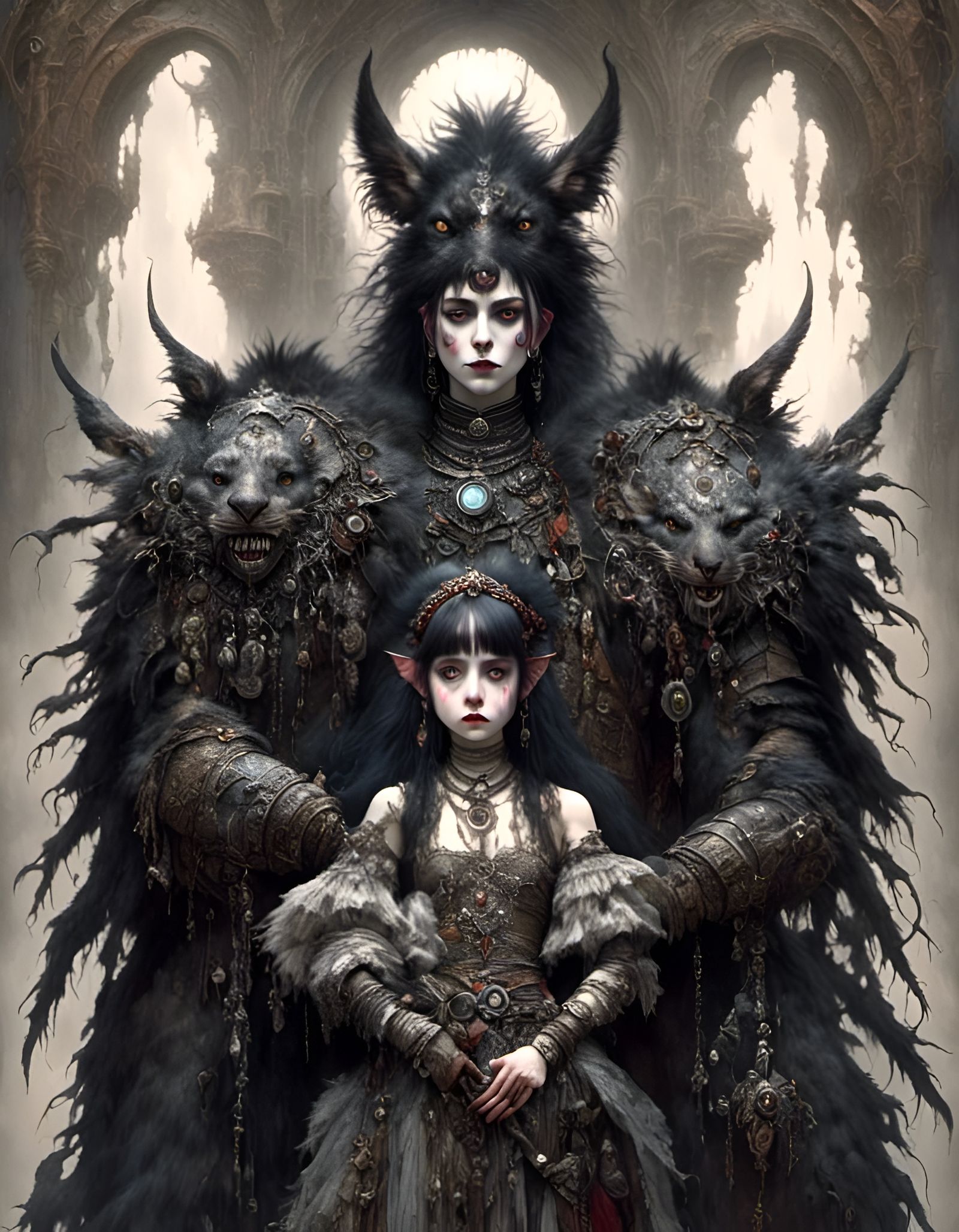 Psychedelic Albino Devil in Bush, Digital Art