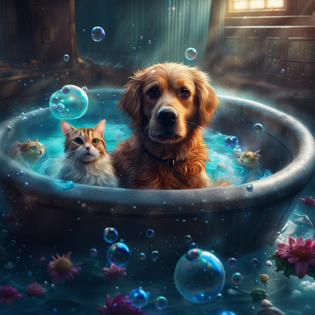 Super Dog Rescues Cat: Detailed Matte Painting