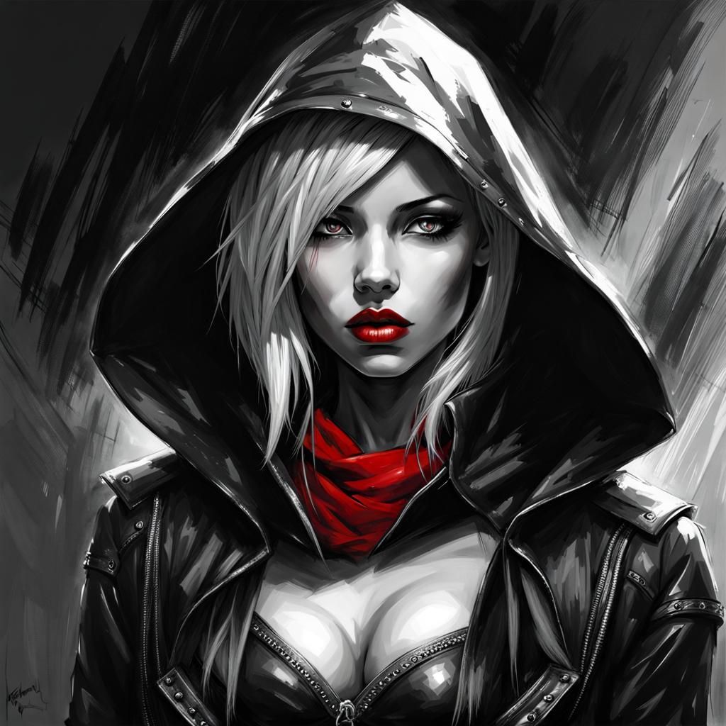 Beautiful Blond Nigerian Girl Portrait in Black and White