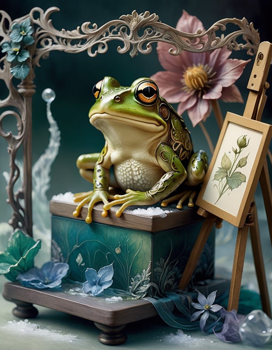 Enchanted Frog in Crystal Clear Ice, Inspired by Whimsical C...