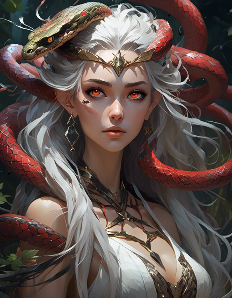 Snake Queen Fairy in Dark Fantasy Style