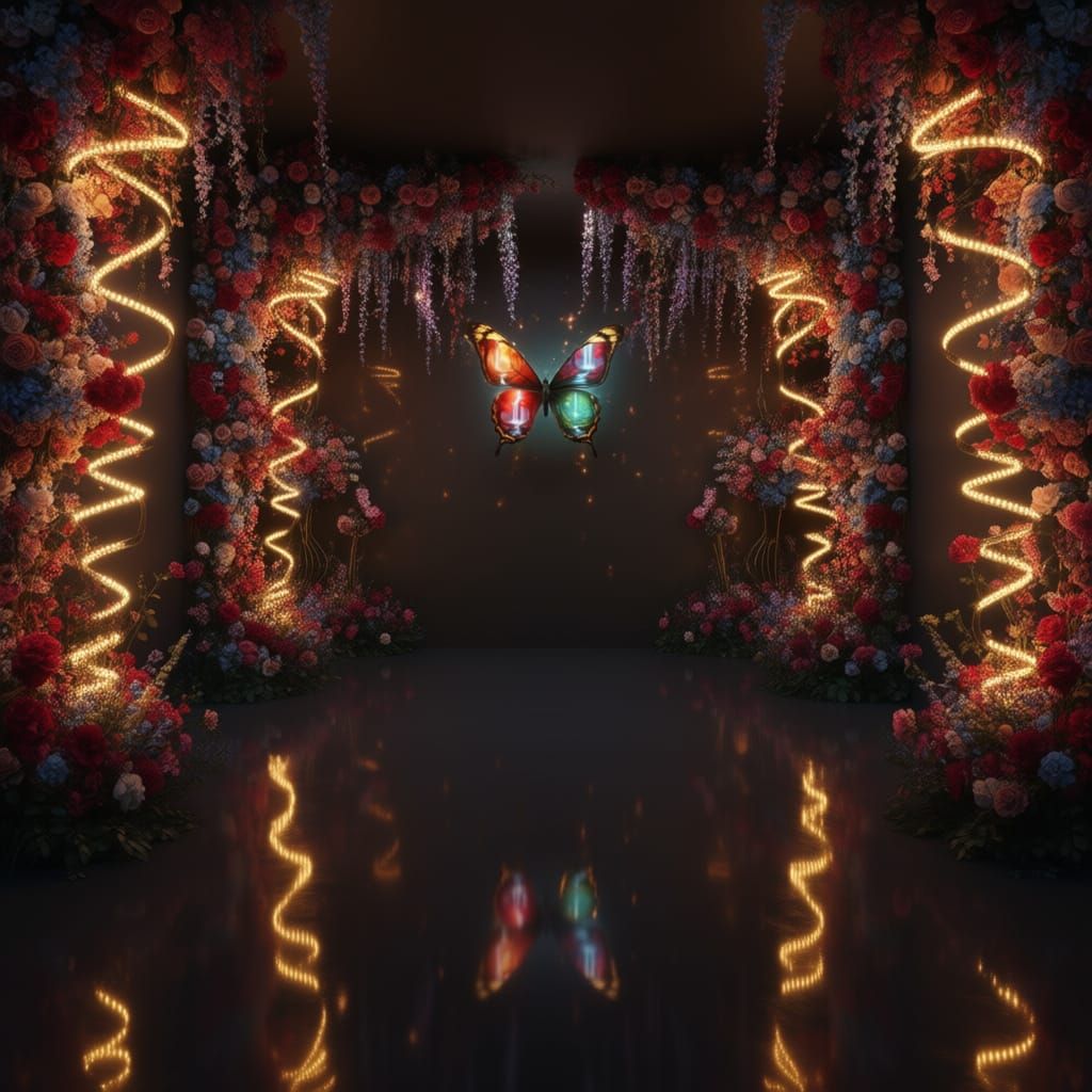 Romantic Floral Chandelier with Cascading Lights