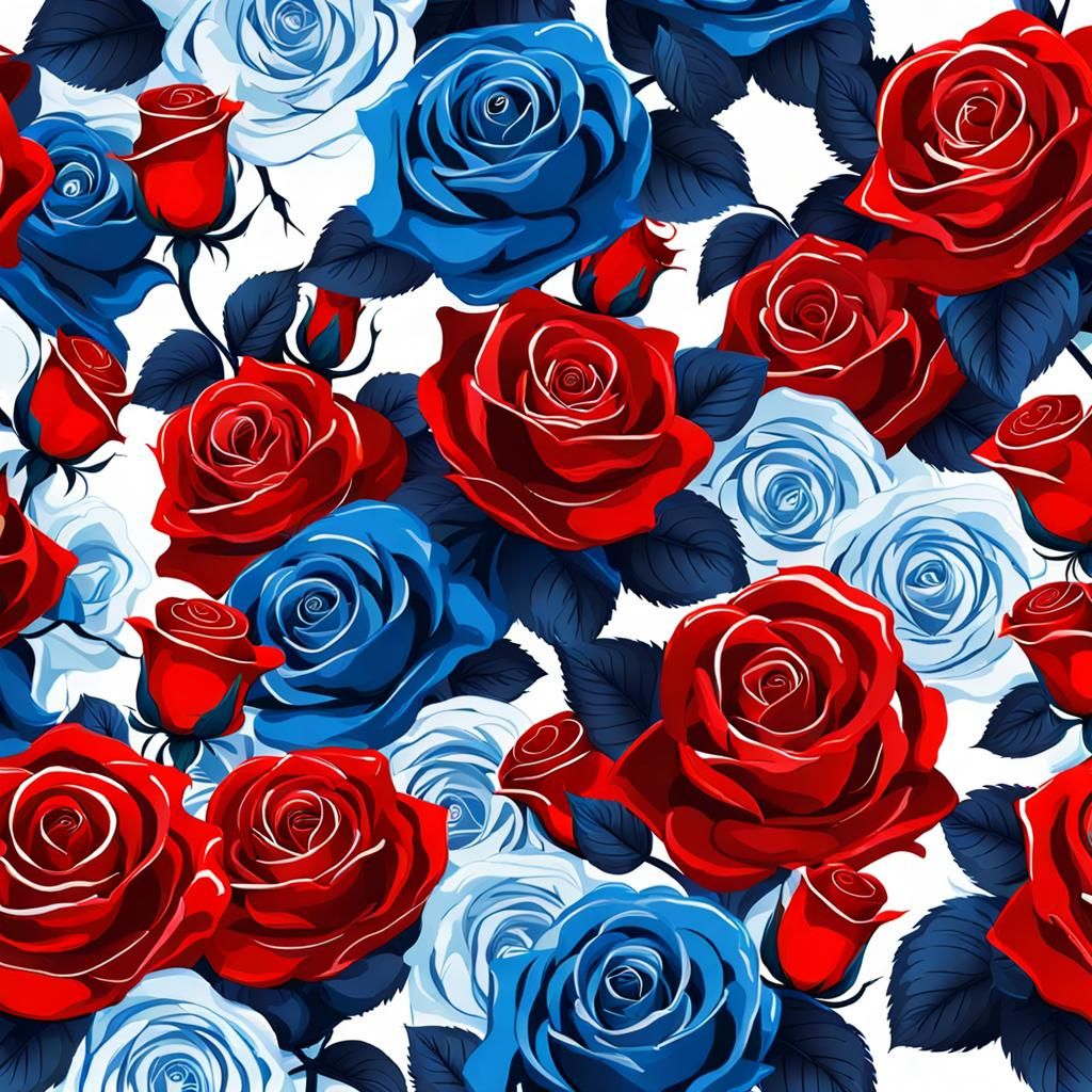 Romantic Red and Blue Roses Background
