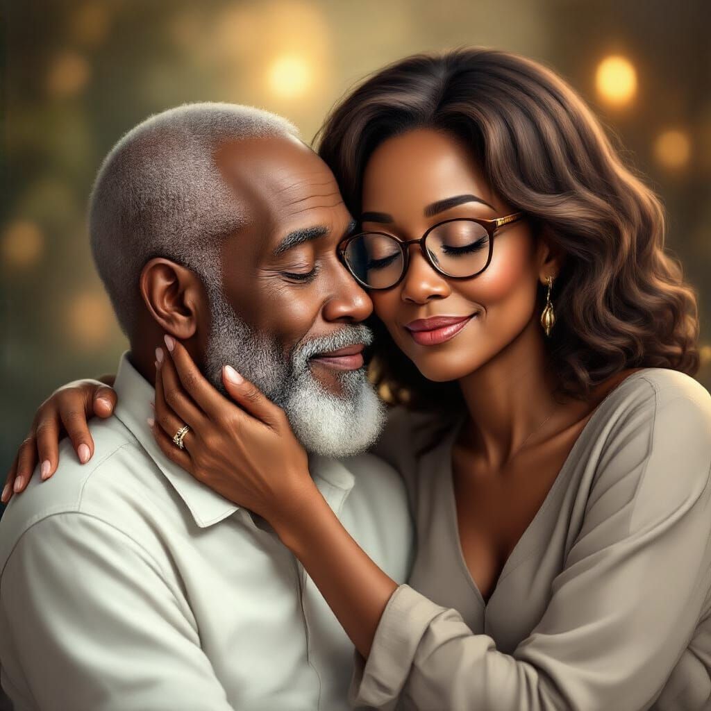Tender Moment: An Older Couple's Lifelong Affection