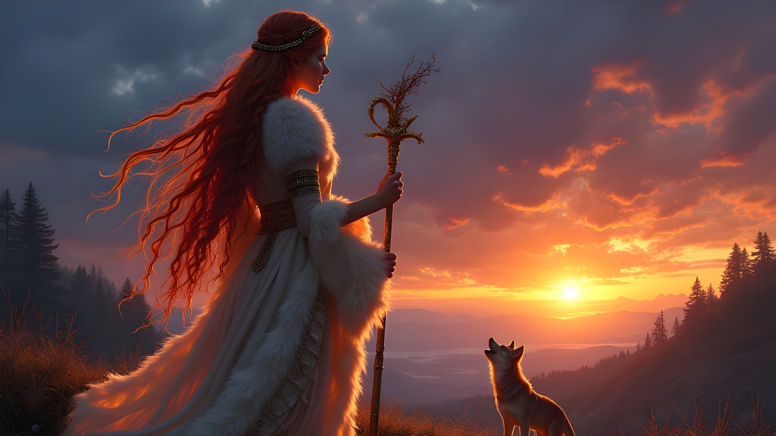 Norse Enchantress in Twilight Ritual