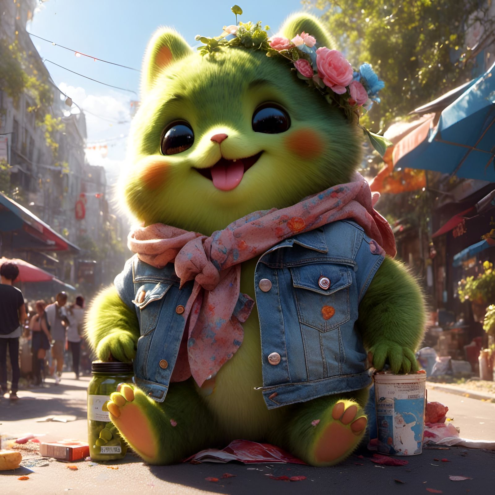 Adorable Pickle Portrait in Animated Style