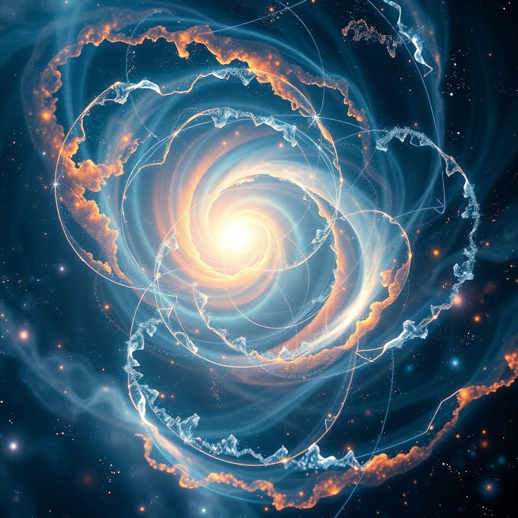 Abstract Cosmic Ballet of Galaxies in Visionary Art