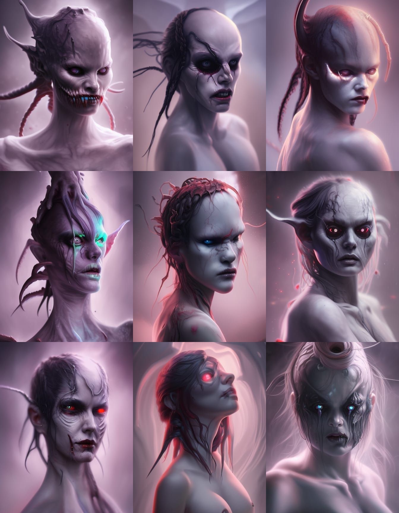 Ethereal Demon Portrait in Dramatic Lighting