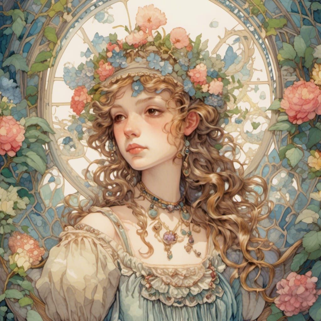 Elegant Lady in 19th-Century French Attire