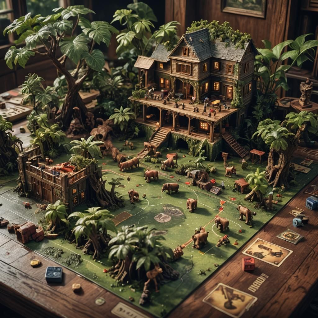 Rainforest Board Game: Hyperrealistic Wildlife Intrusion