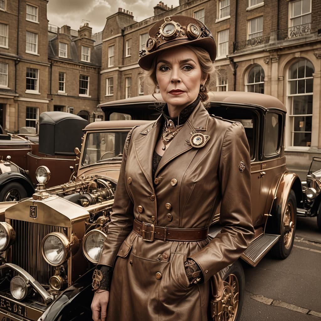 Steampunk Lady Penelope with Rolls Royce Portrait