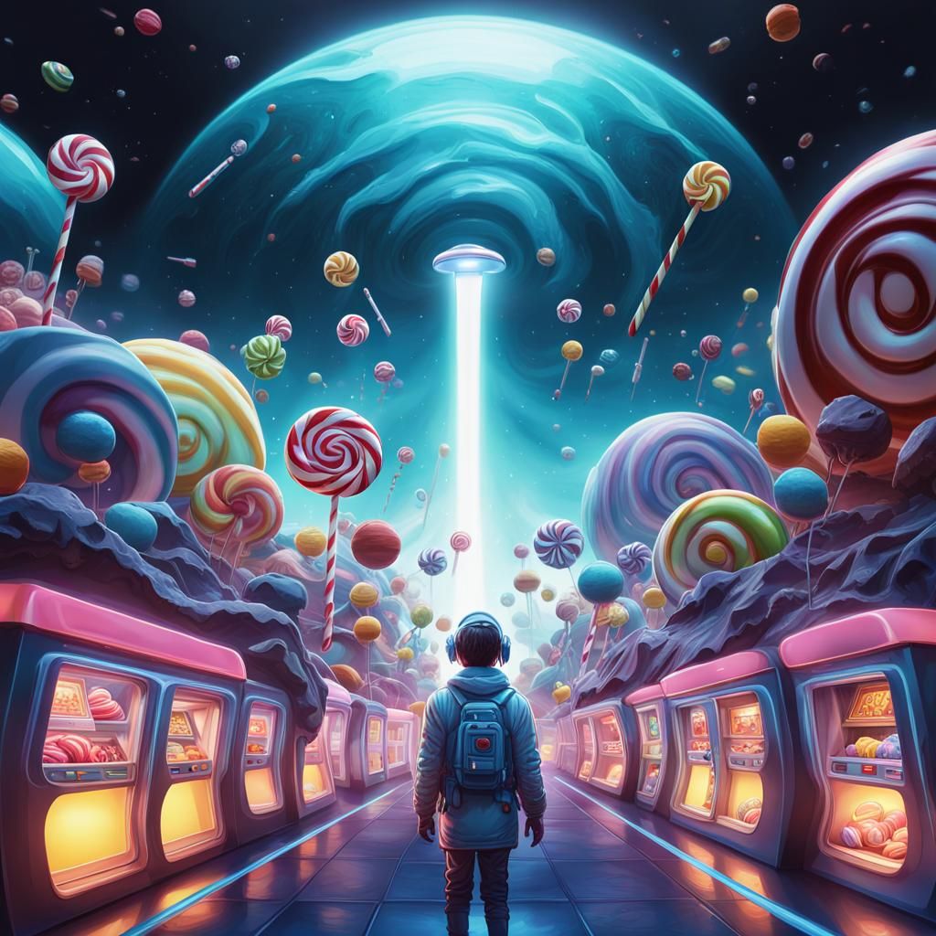 Sci-Fi Scene in Candy Art Style