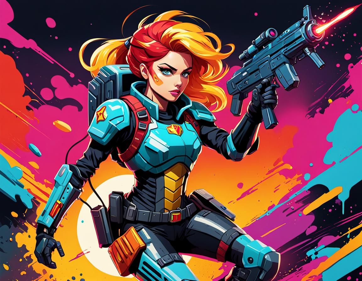 Sunset Shimmer as Graffiti-Style Futuristic Mercenary