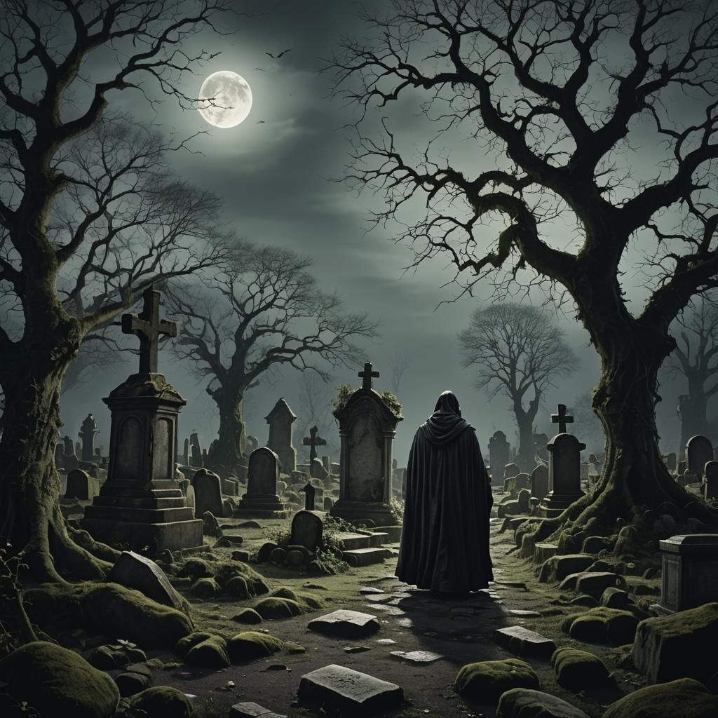 Graveyard Figure in Dark Romanticism Style