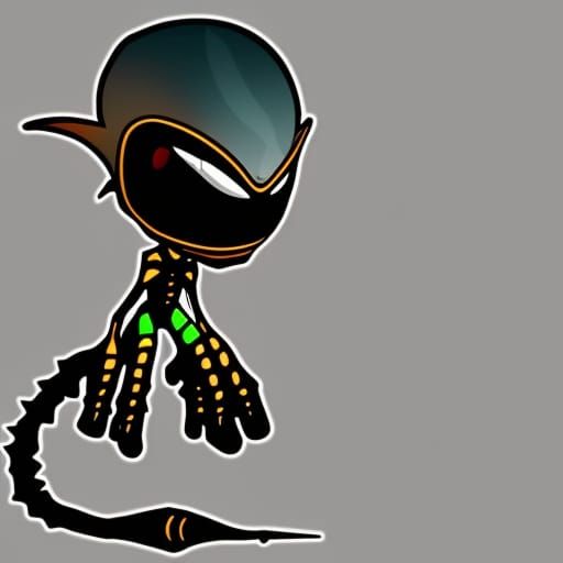 Chibi Alien on Lunar Volcano