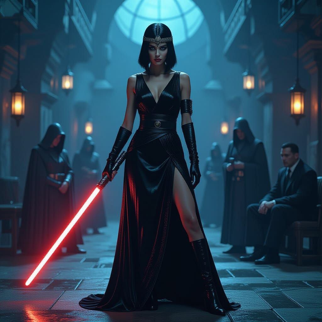 Jedi Master in Speakeasy: A Dark Fantasy Scene