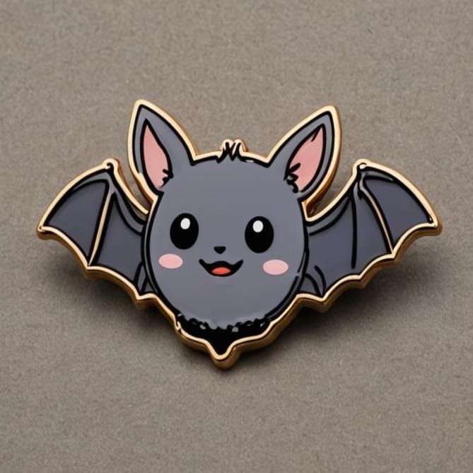 Cute Bat Enamel Pin Close-Up