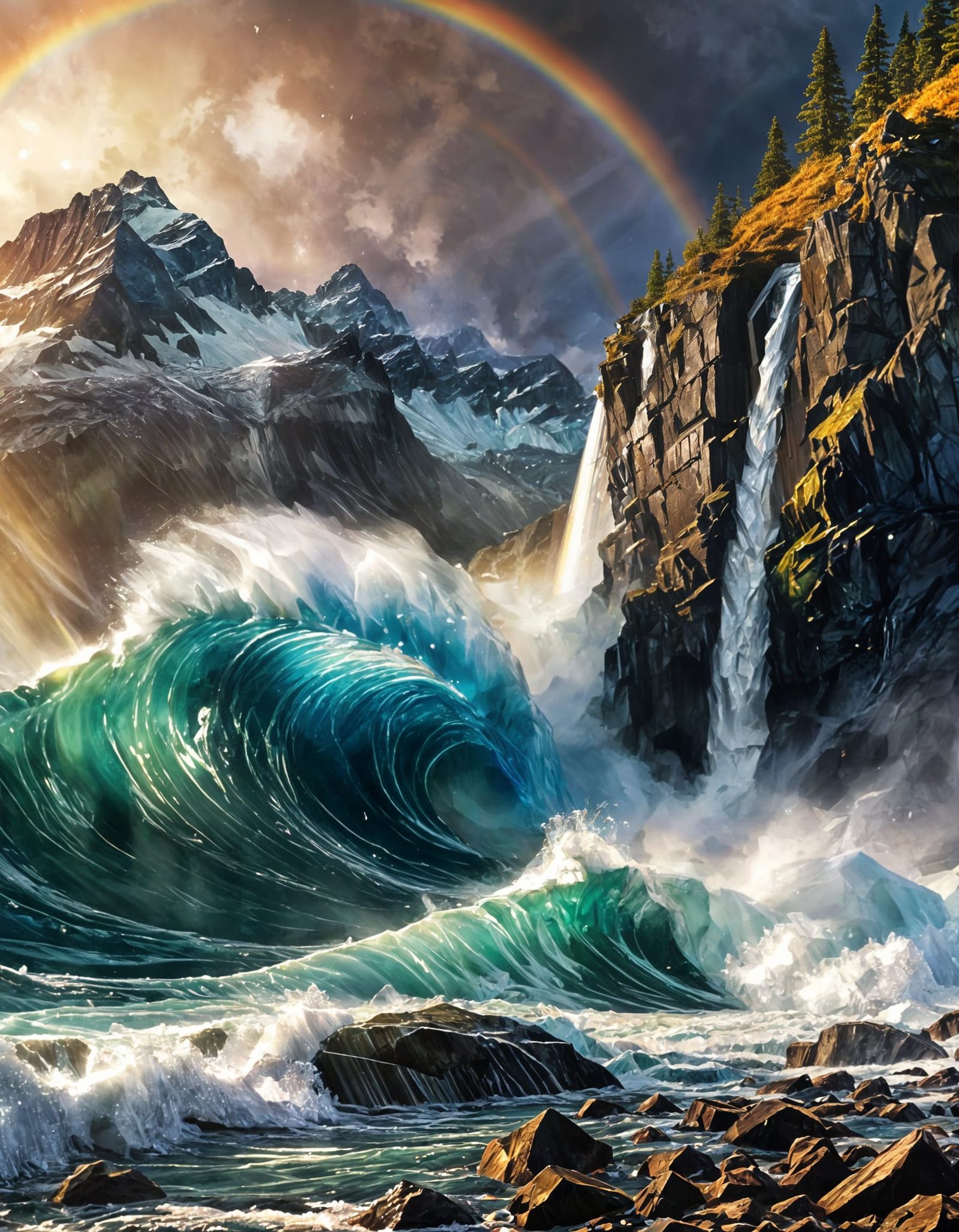 Powerful Ocean Storms Crashing on Rocky Mountains