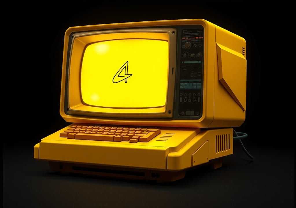 Retro Computer in 80s Retrowave Style