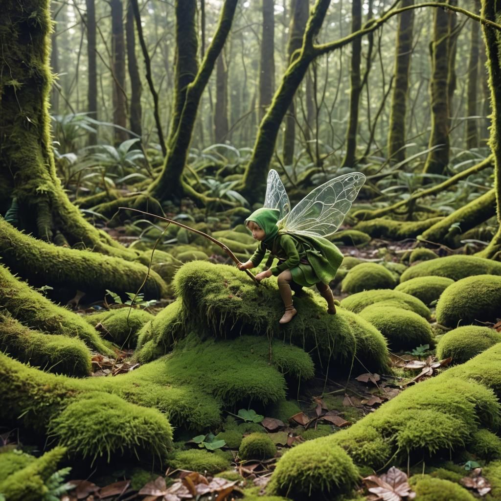 Pixie Sweeping Moss in Cobweb Forest
