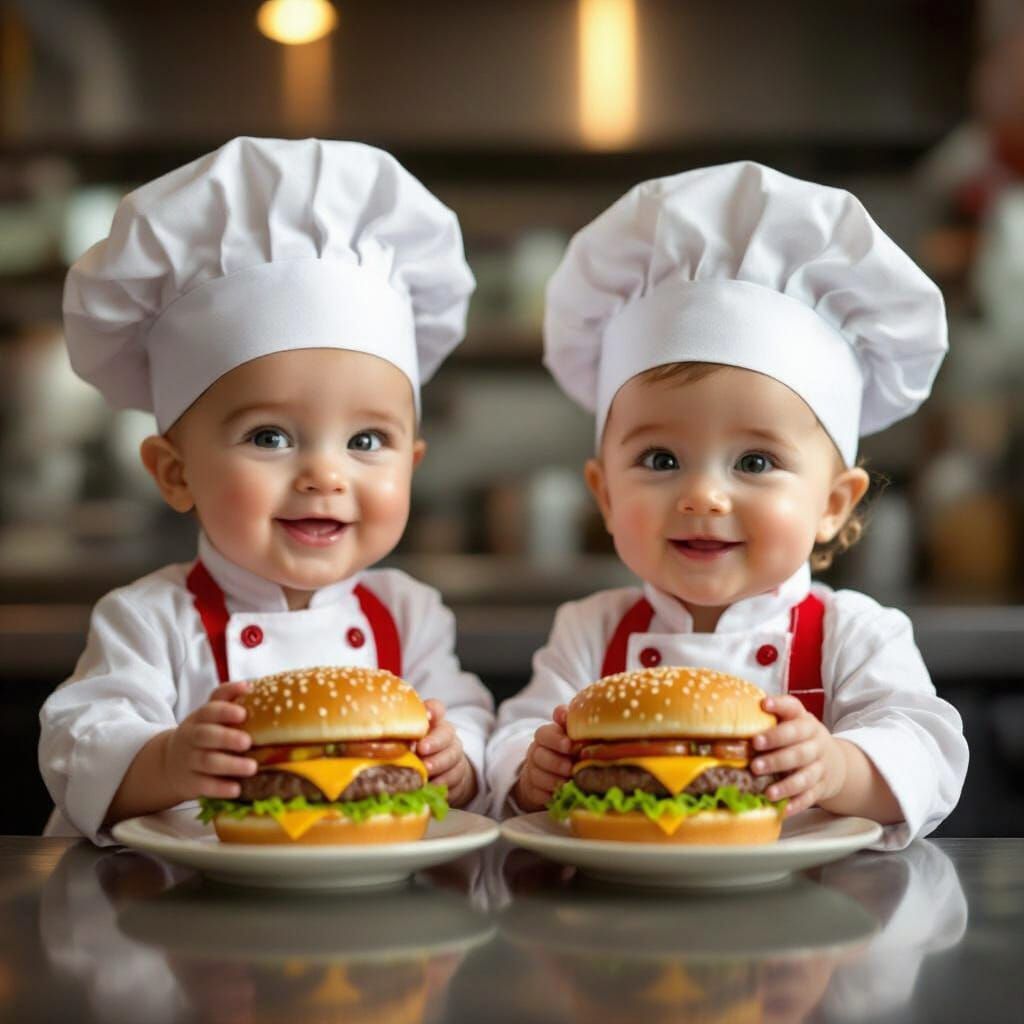 Cute Baby Chefs Serve Cheeseburgers in McDonald's Kitchen