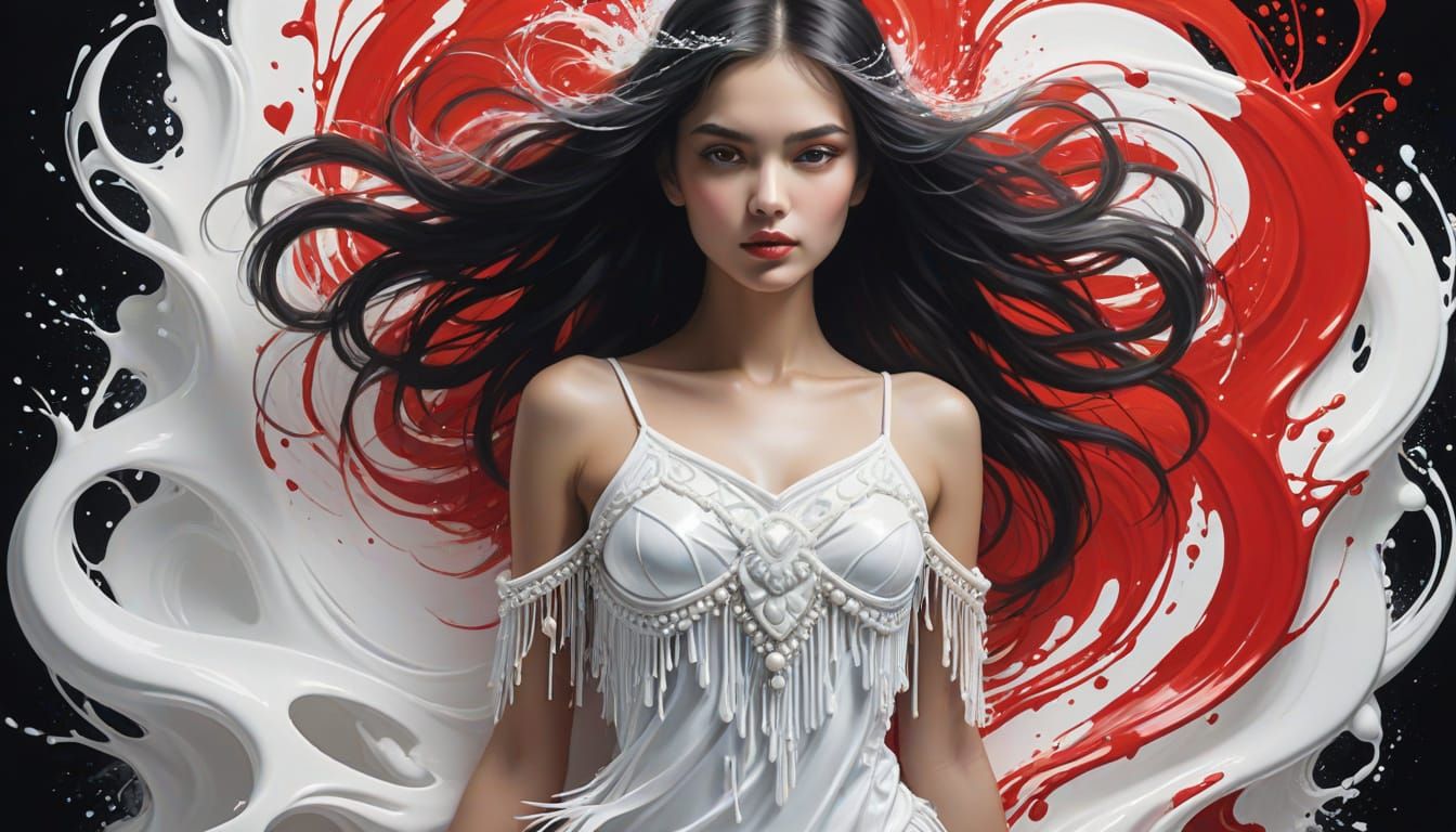 Seductive Woman Portrait in Marble Airbrush Style