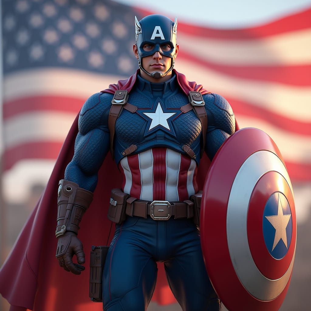 Captain America in Dynamic 3D Anime Art