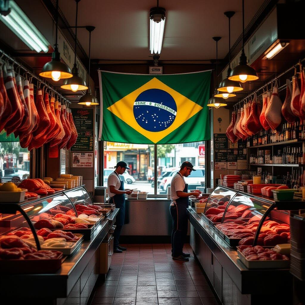 Brazilian Butcher Shop in Cinematic Film Style