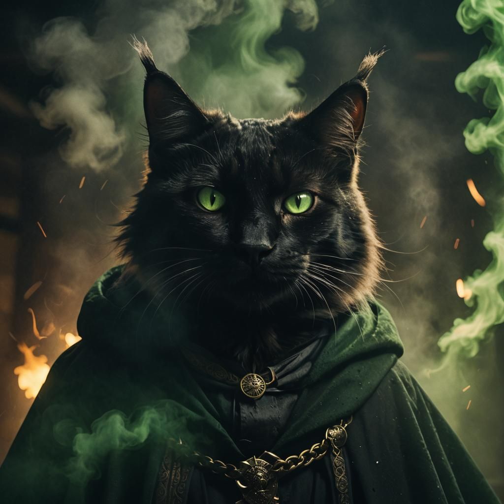 Tabaxi Rogue in Smoke: A Film Noir Portrait