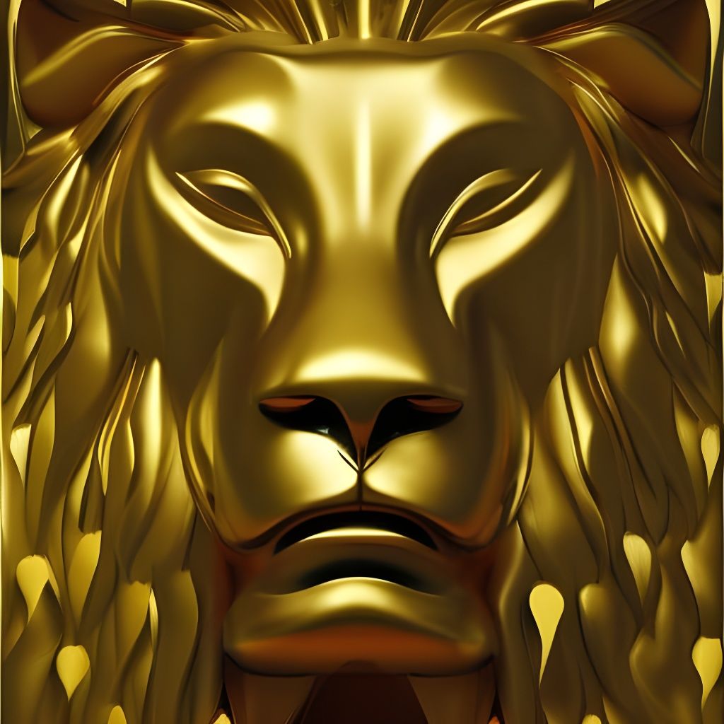 Ornate Gold Lion Mask in a Surreal Style