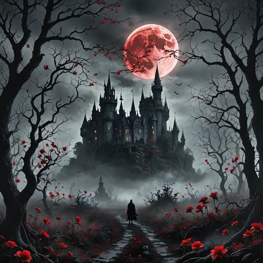 Gothic Romance Vampire Land Under Mysterious Moonlight