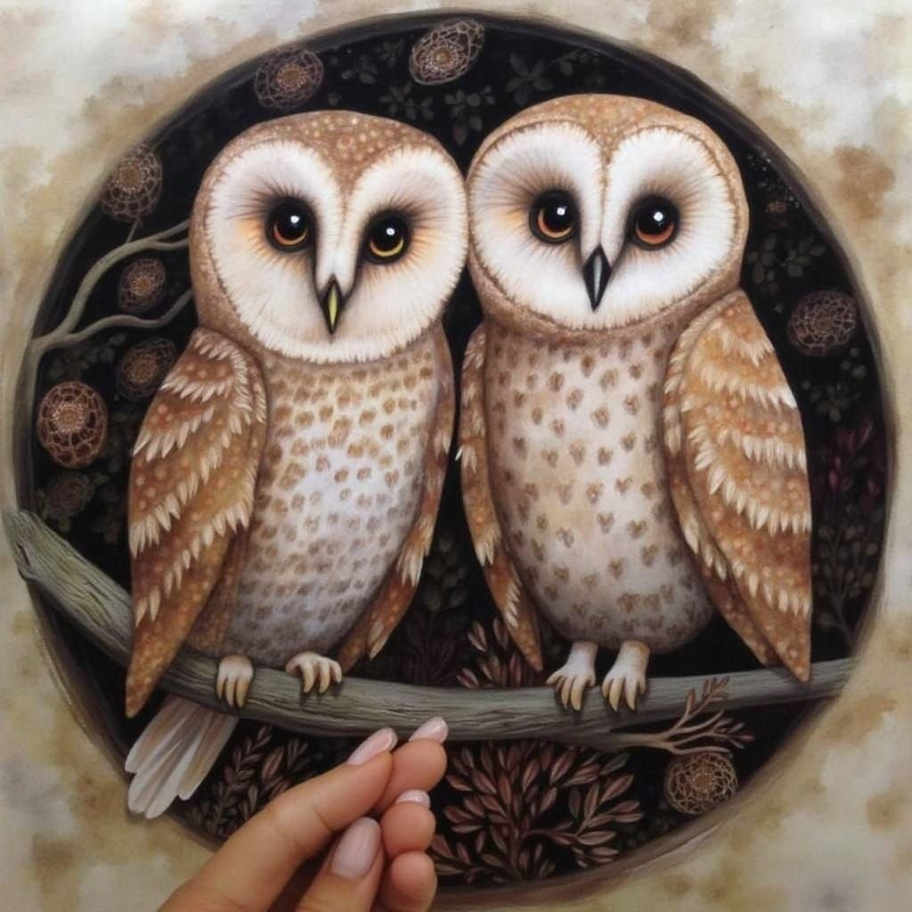 Whimsical Owls in Enchanted Forest