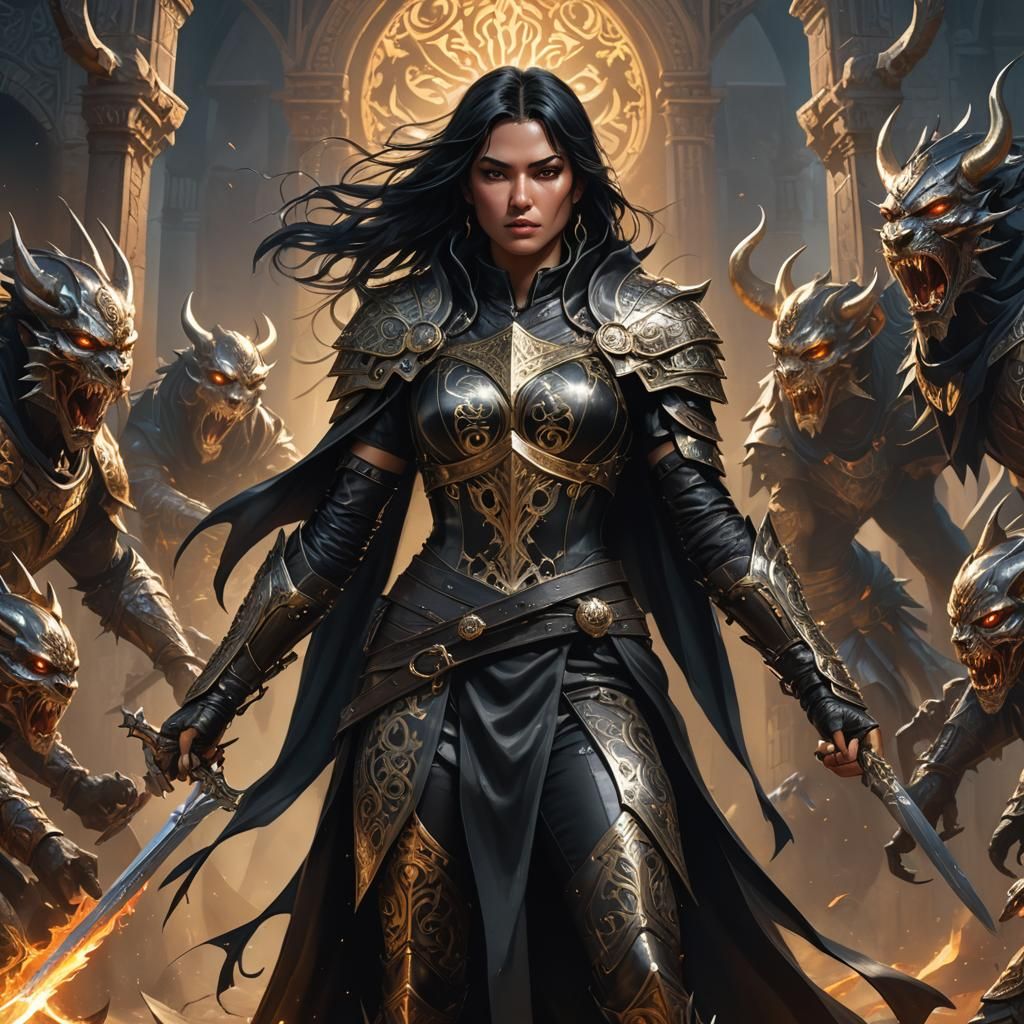 Warrior Woman Ready to Fight Demons: Fantasy Art