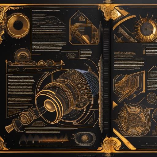 Detailed Spaceship Engine Design in Black and Bronze