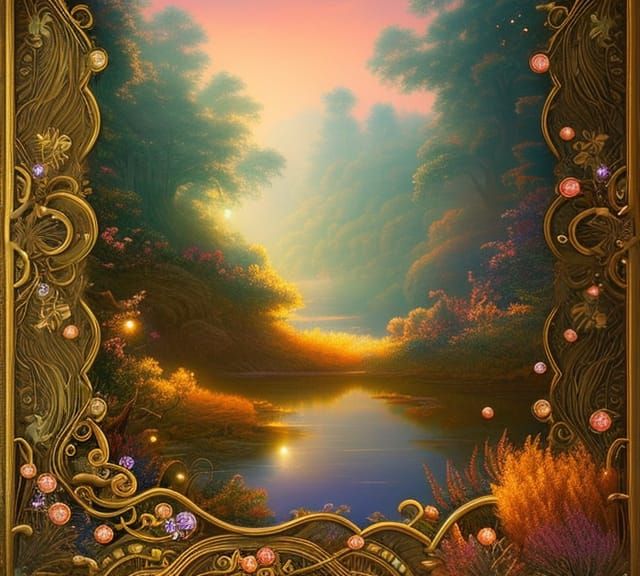 Enchanted Forest with Luminous Crystals: Fantasy Illustratio...