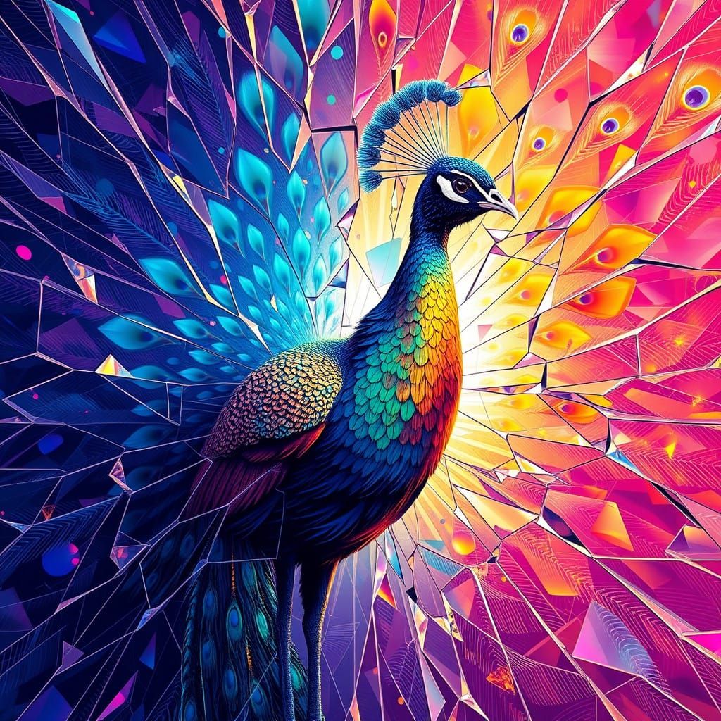 Ethereal Peacock with Shattered Brilliance