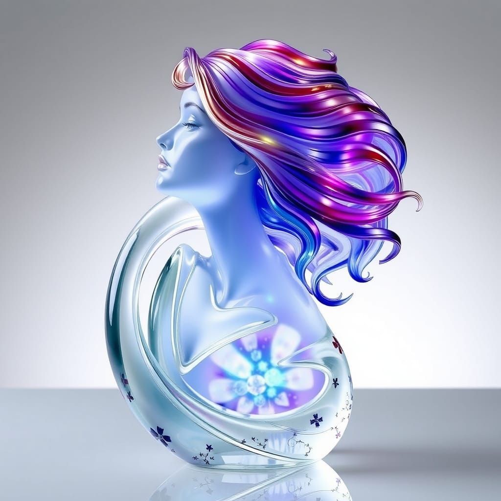 Elegant Glass Sculpture of Woman in Lalique Style