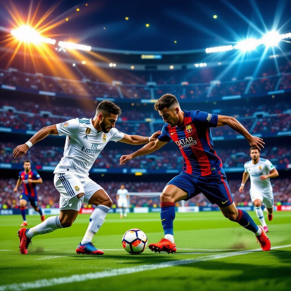 Intense Madrid vs Barcelona Match in Dynamic Style