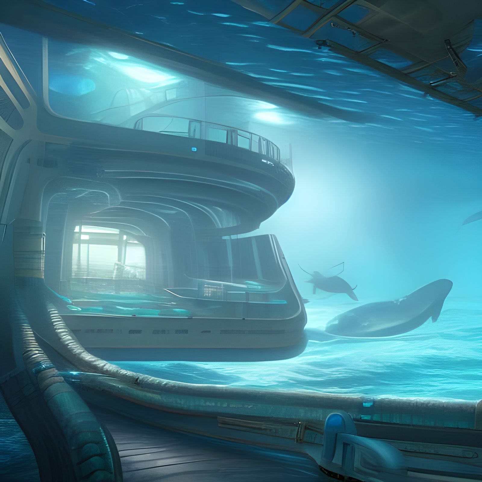 Underwater Research Facility: Detailed Matte Painting