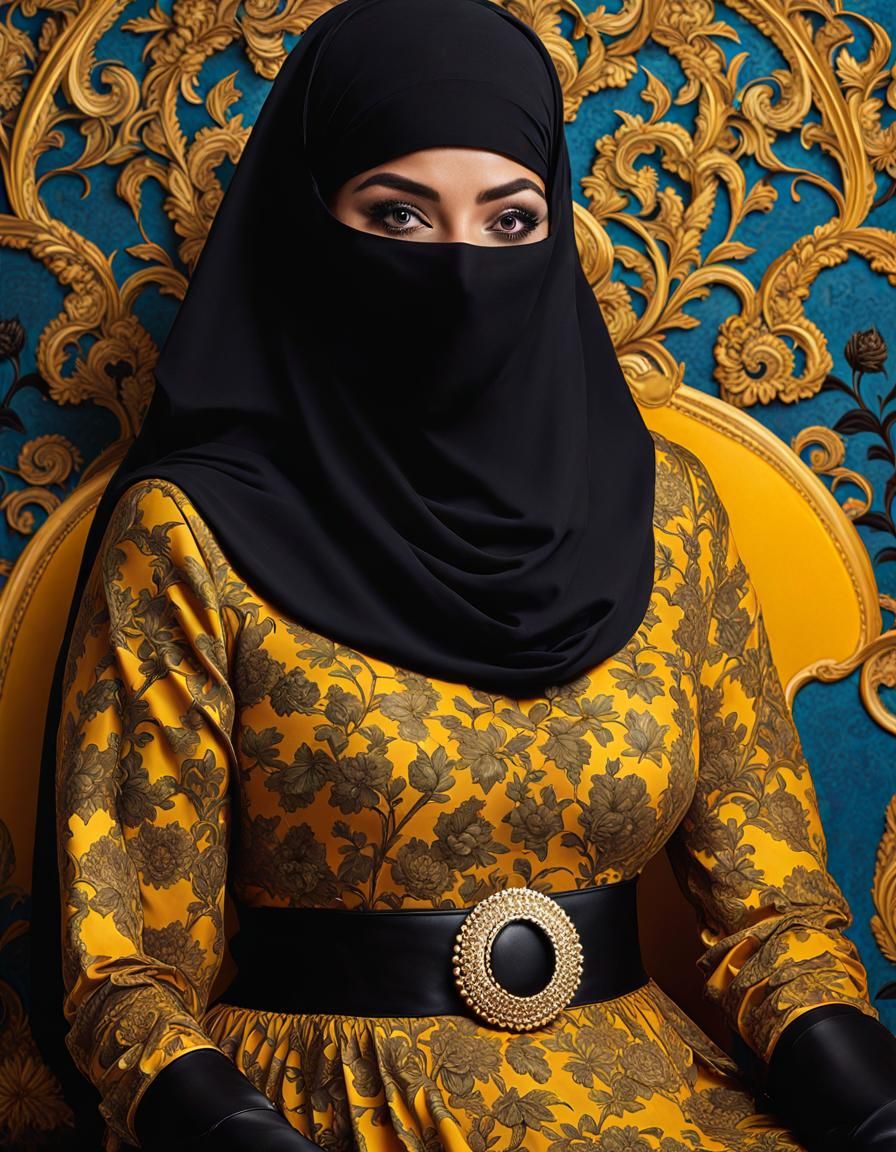 Psychedelic Niqabi Woman Portrait in Pop Art Style