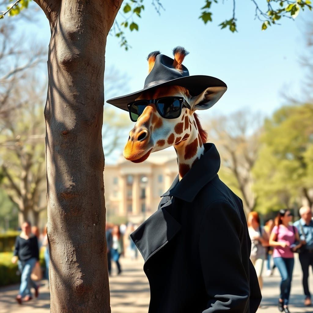 A Giraffe Spy Caught in the Act of Surveillance