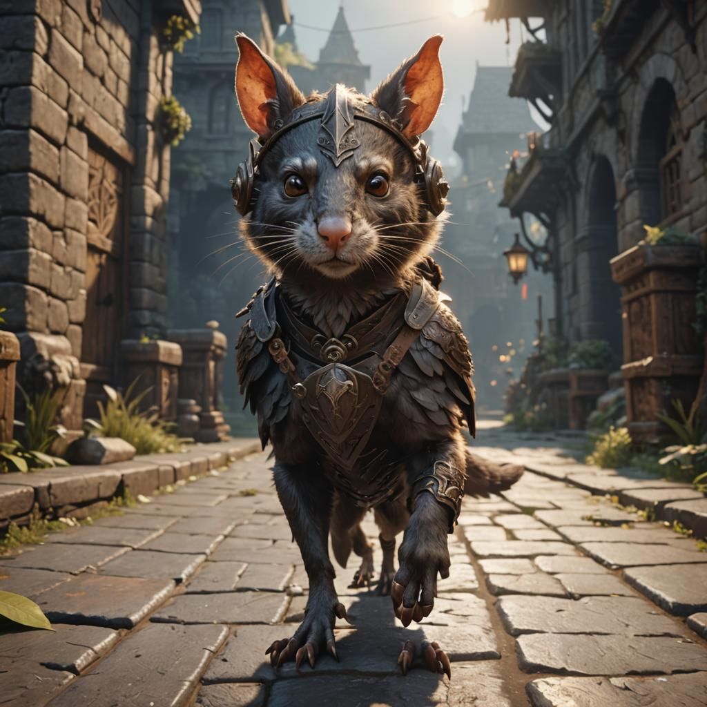 Rat Warrior Rides Raven: 3D Game Cinematic