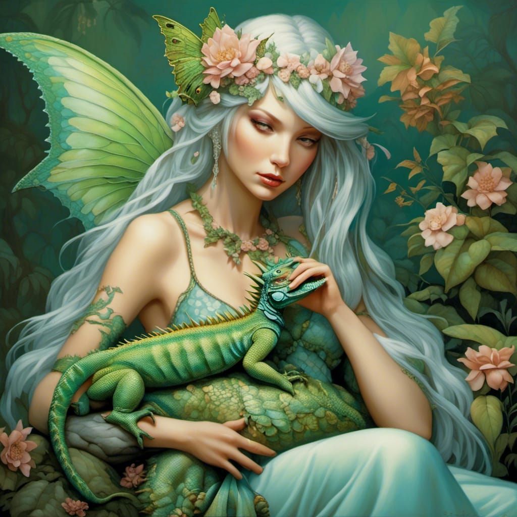 Fairy with her iguana
