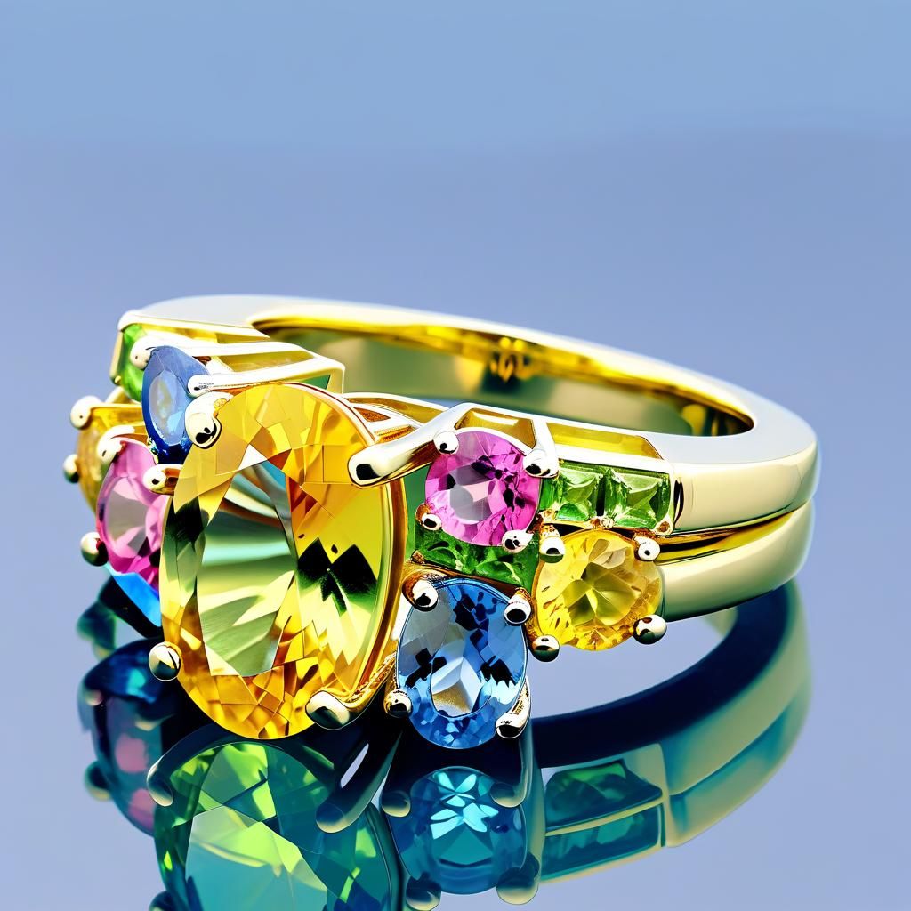 Gemstone Cocktail Ring with Gold and Colorful Accents