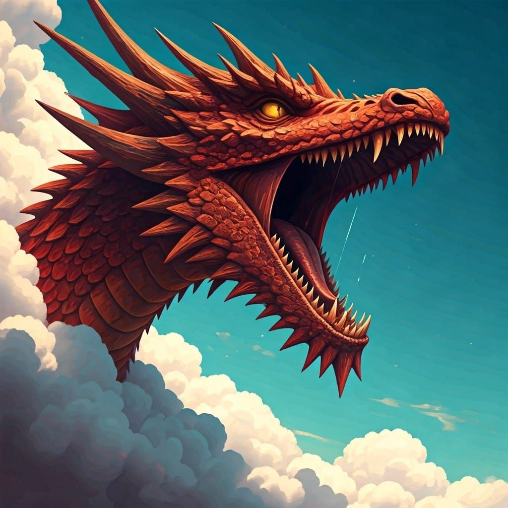 Dragon Roaring from Clouds in Cinematic Style