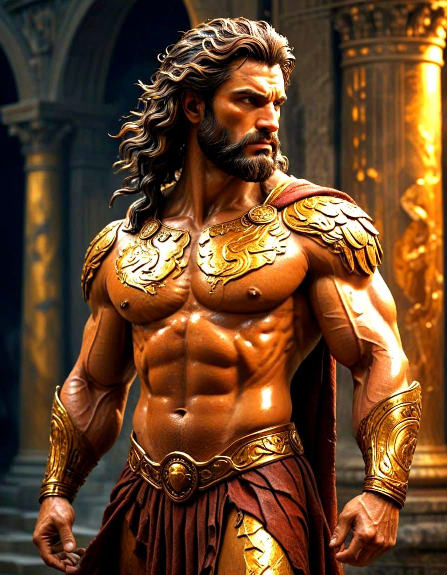 Hercules in Golden Armor, Divine Strength