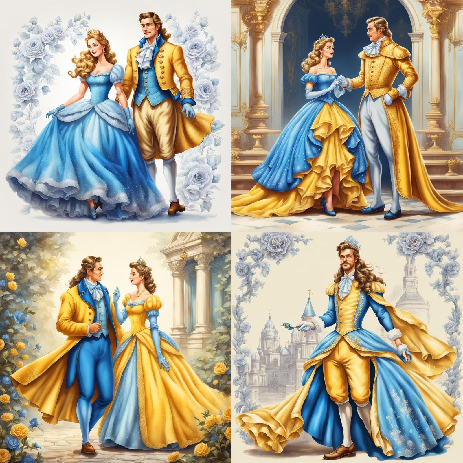 Princely Cinderella Couple in Vintage Pin-Up Style