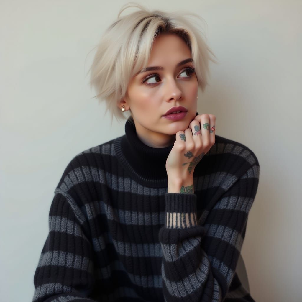 Hyperrealistic Portrait of a Contemplative Woman