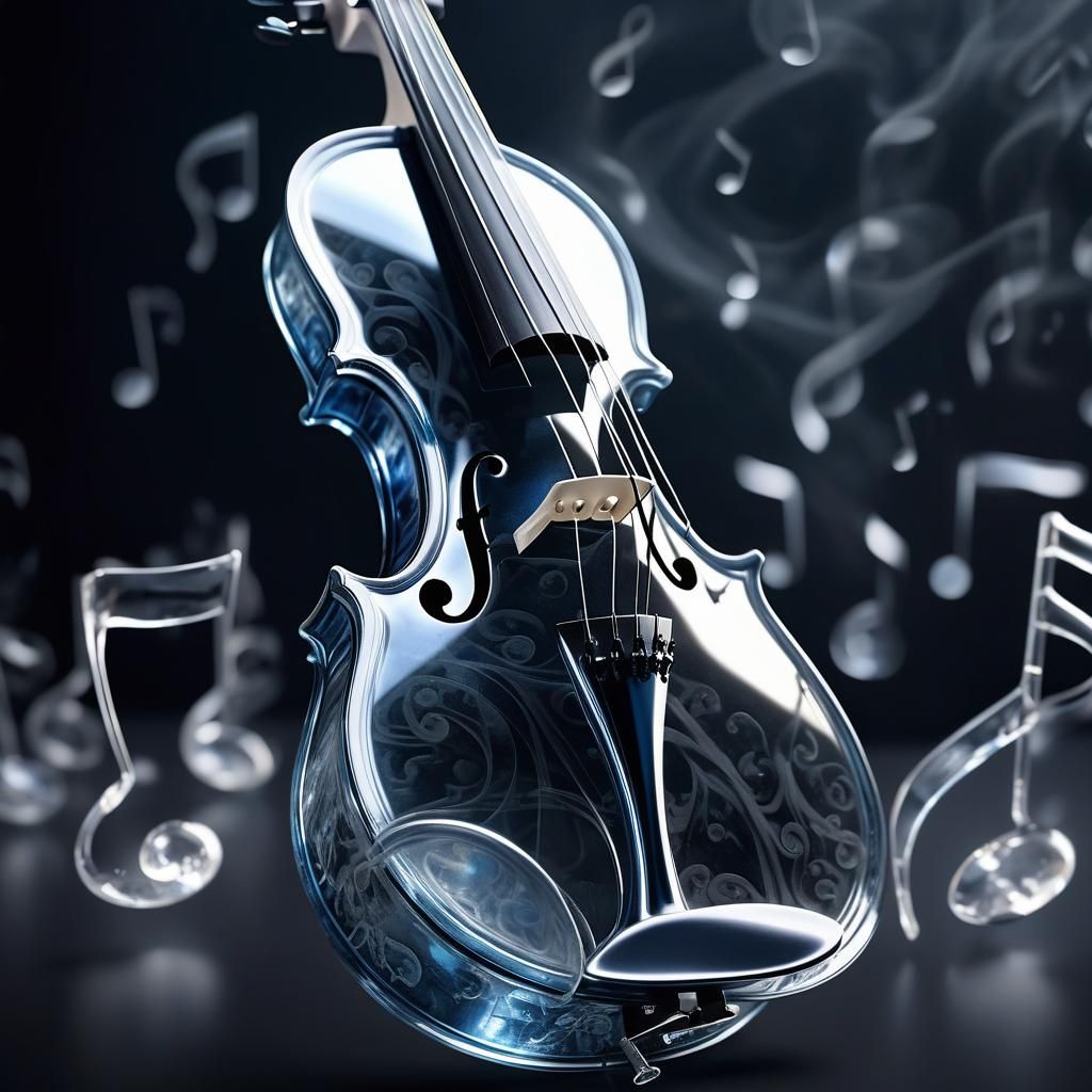 Crystal Violin Made of Blown Glass in HDR